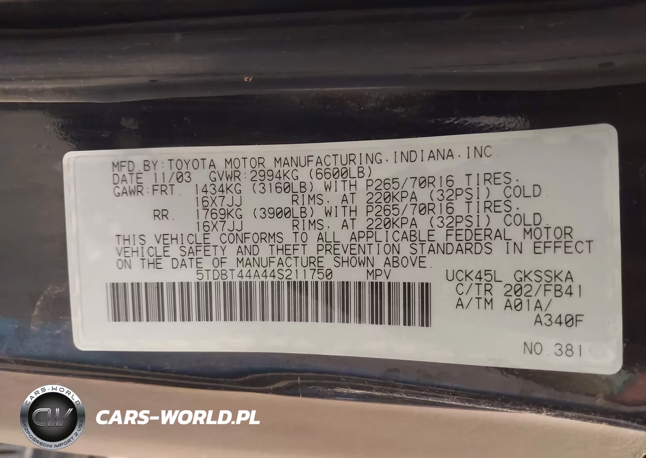 2004 Toyota Sequoia Sr5 V8 VIN:5TDBT44A44S211750 - 9