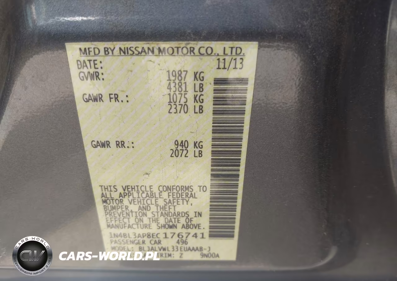 2014 Nissan Altima 3.5 Sl VIN:1N4BL3AP8EC176741 - 9