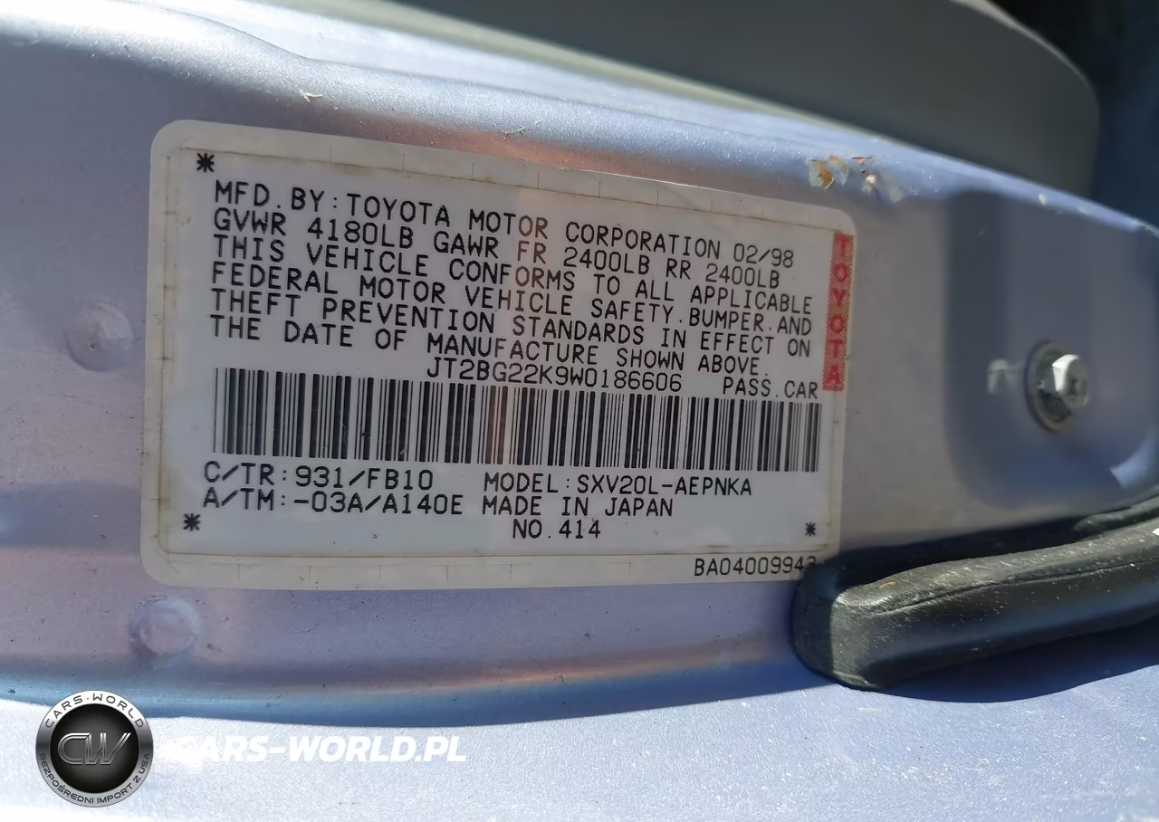 1998 Toyota Camry Le VIN:JT2BG22K9W0186606 - 9