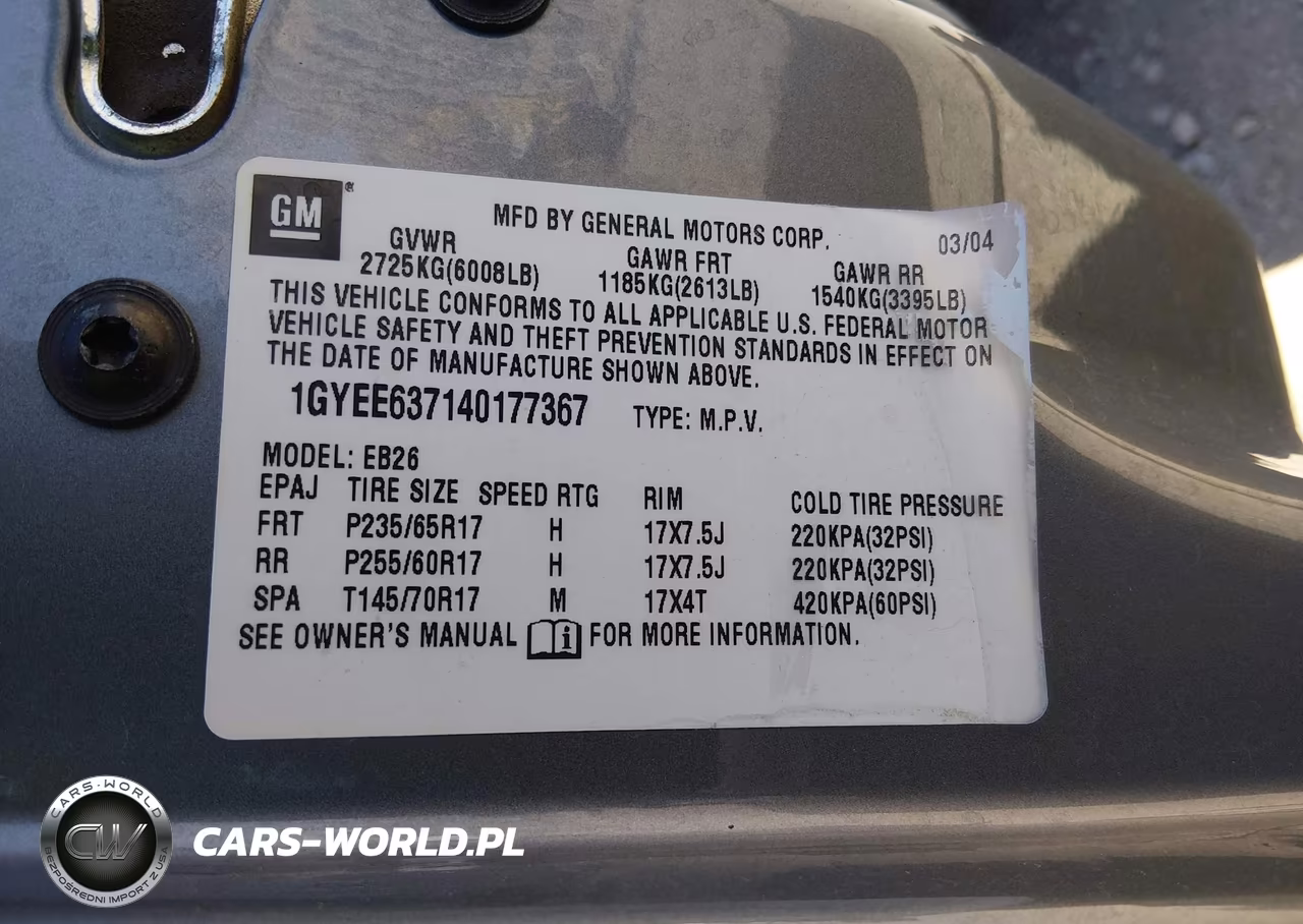 2004 Cadillac Srx Standard VIN:1GYEE637140177367 - 9