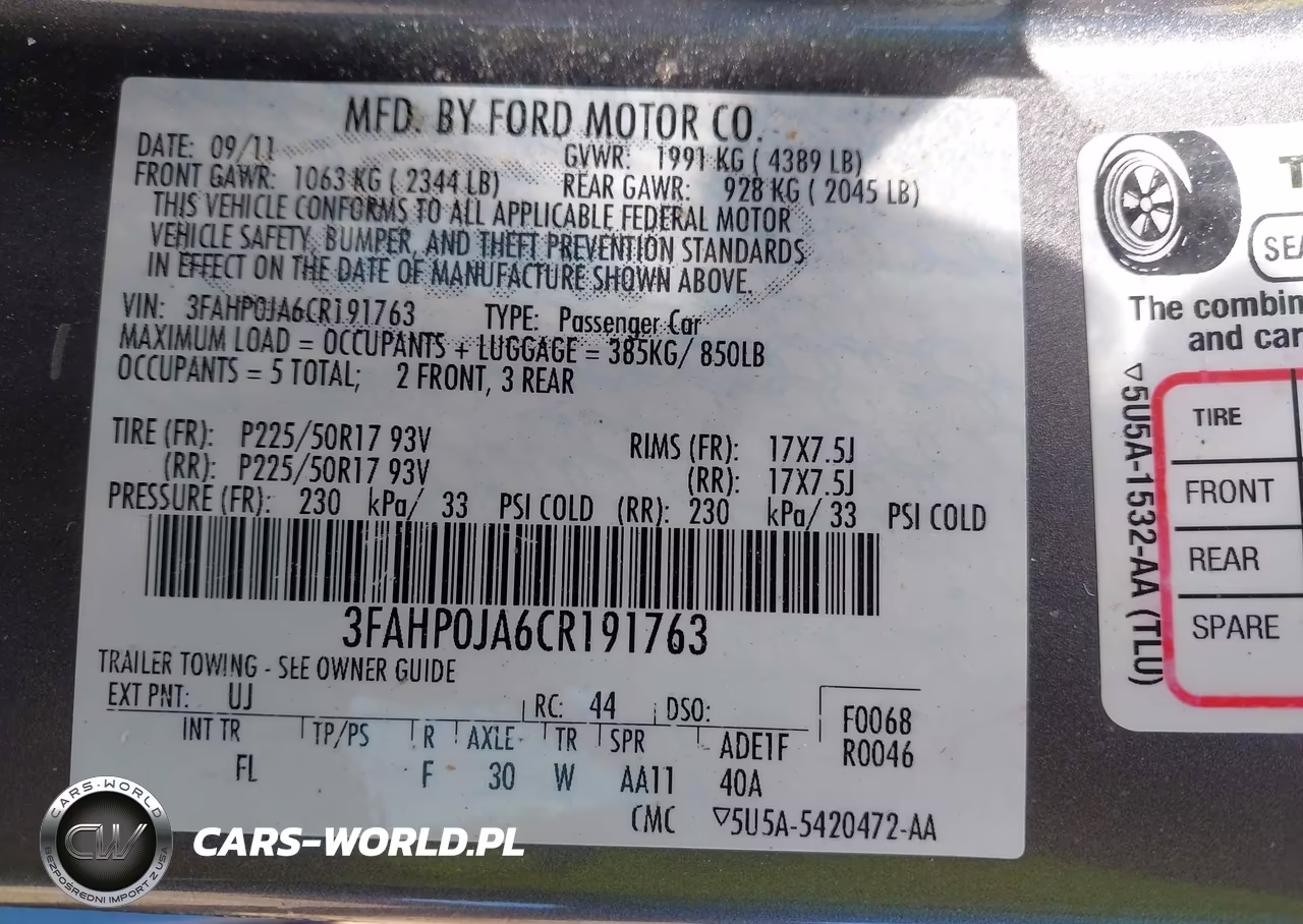 2012 Ford Fusion Sel VIN:3FAHP0JA6CR191763 - 9