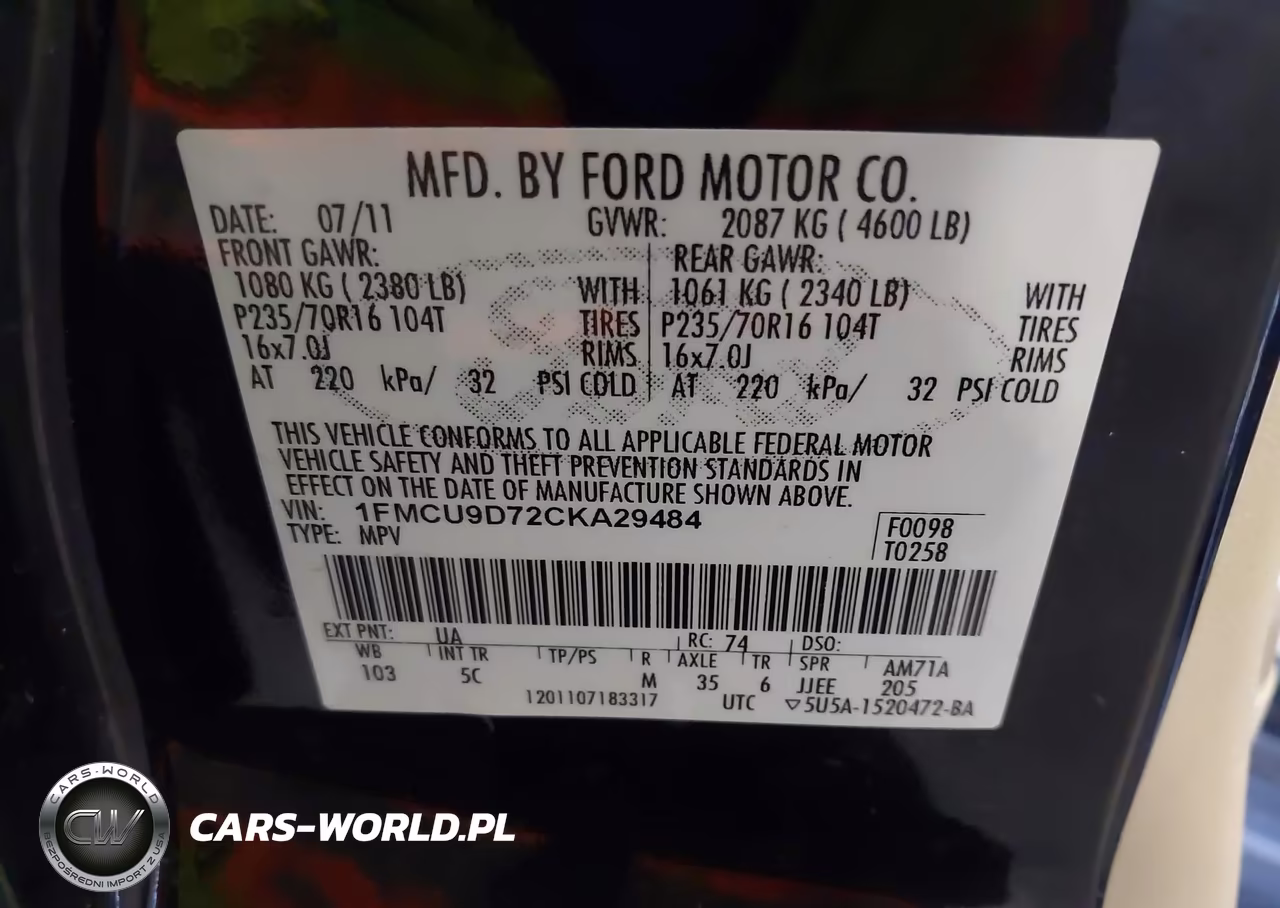 2012 Ford Escape Xlt VIN:1FMCU9D72CKA29484 - 9