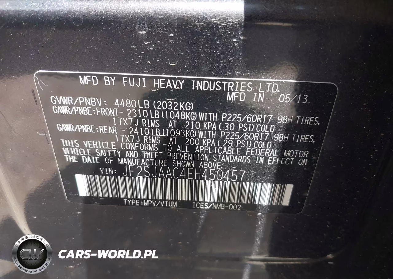 2014 Subaru Forester 2.5I VIN:JF2SJAAC4EH450457 - 9