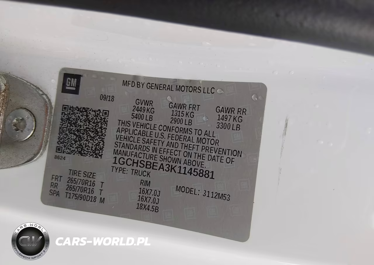 2019 Chevrolet Colorado Wt VIN:1GCHSBEA3K1145881 - 9