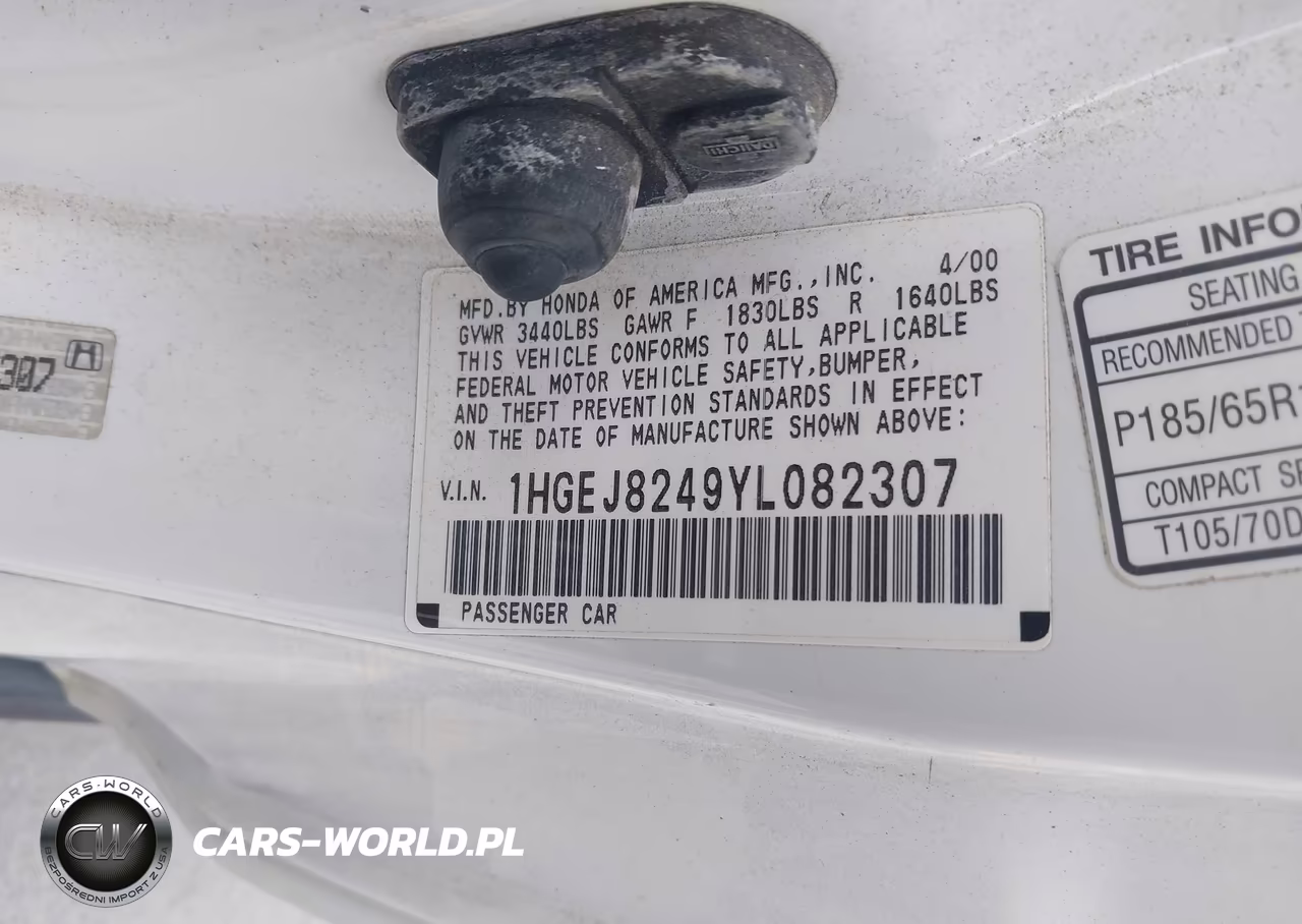 2000 Honda Civic Ex VIN:1HGEJ8249YL082307 - 9