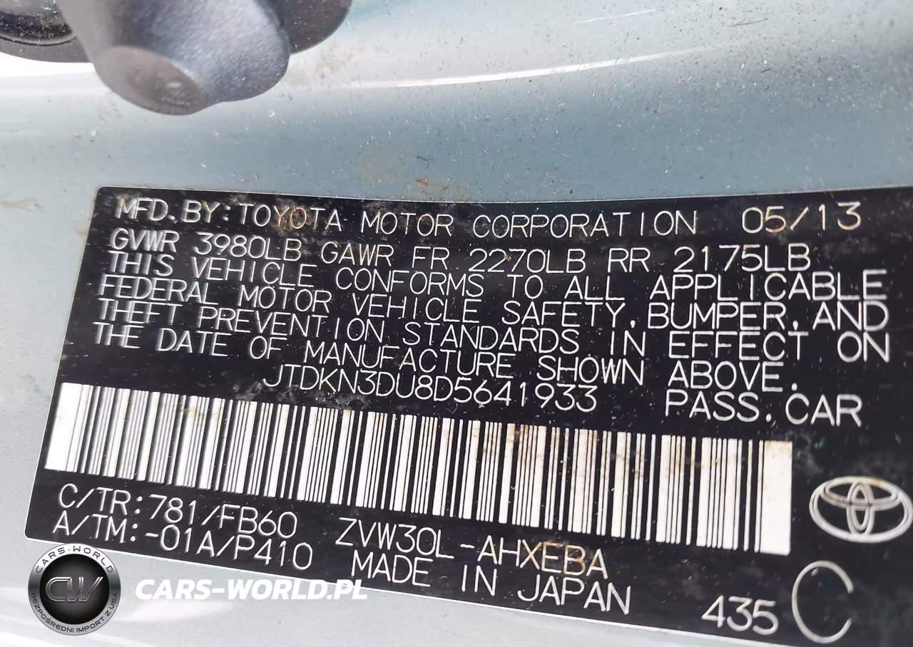 2013 Toyota Prius Two VIN:JTDKN3DU8D5641933 - 9