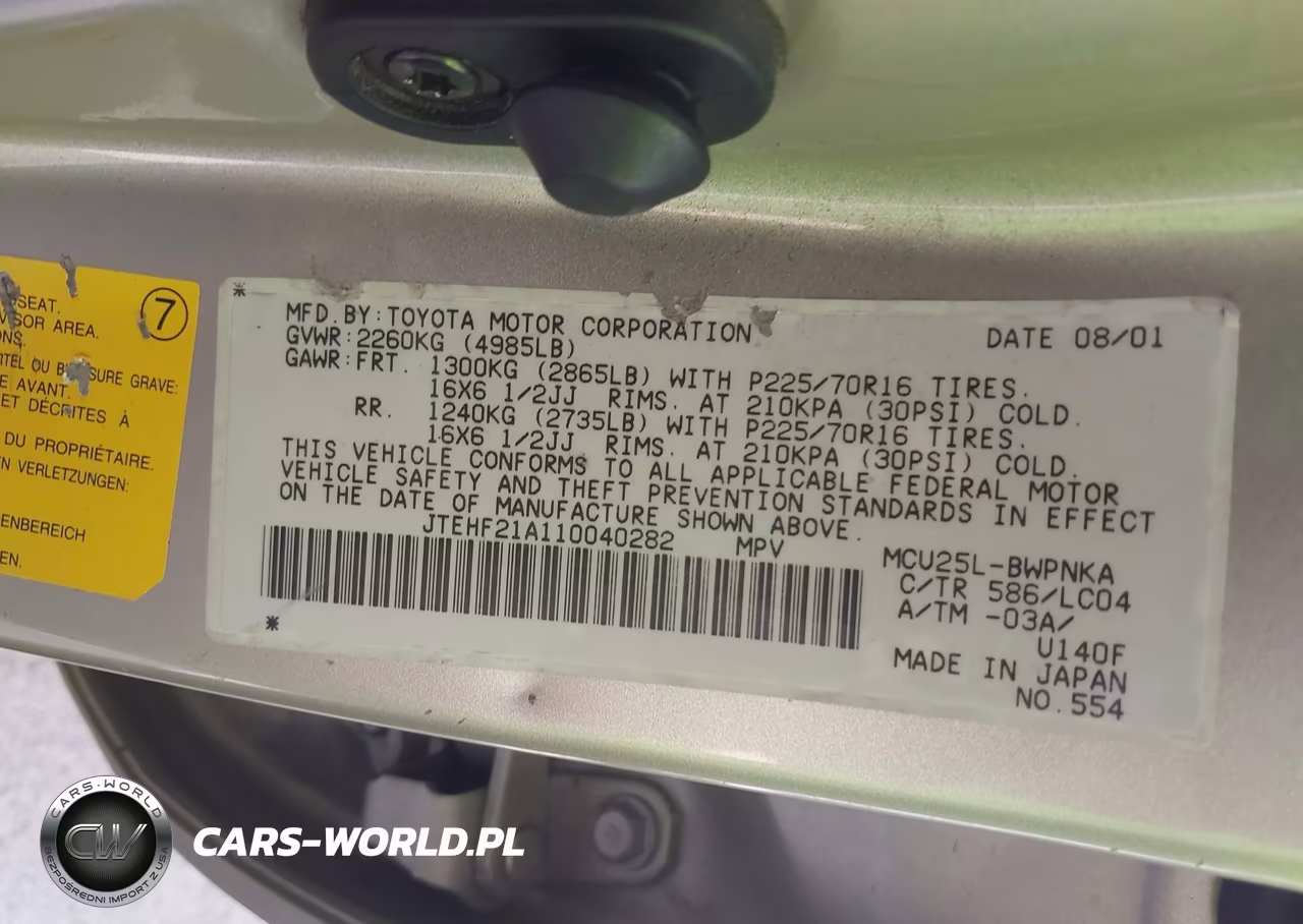 2001 Toyota Highlander V6 VIN:JTEHF21A110040282 - 9