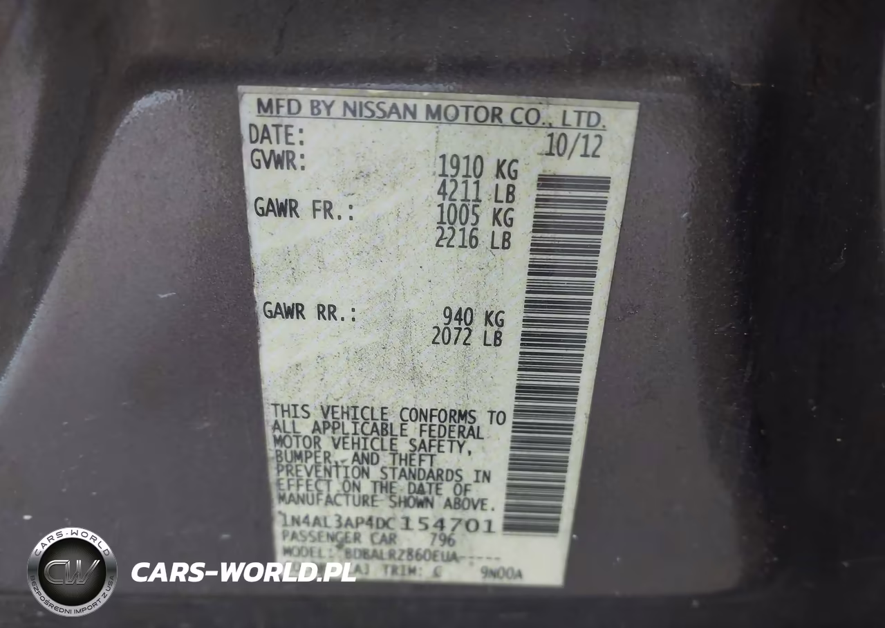 2013 Nissan Altima 2.5 S VIN:1N4AL3AP4DC154701 - 9