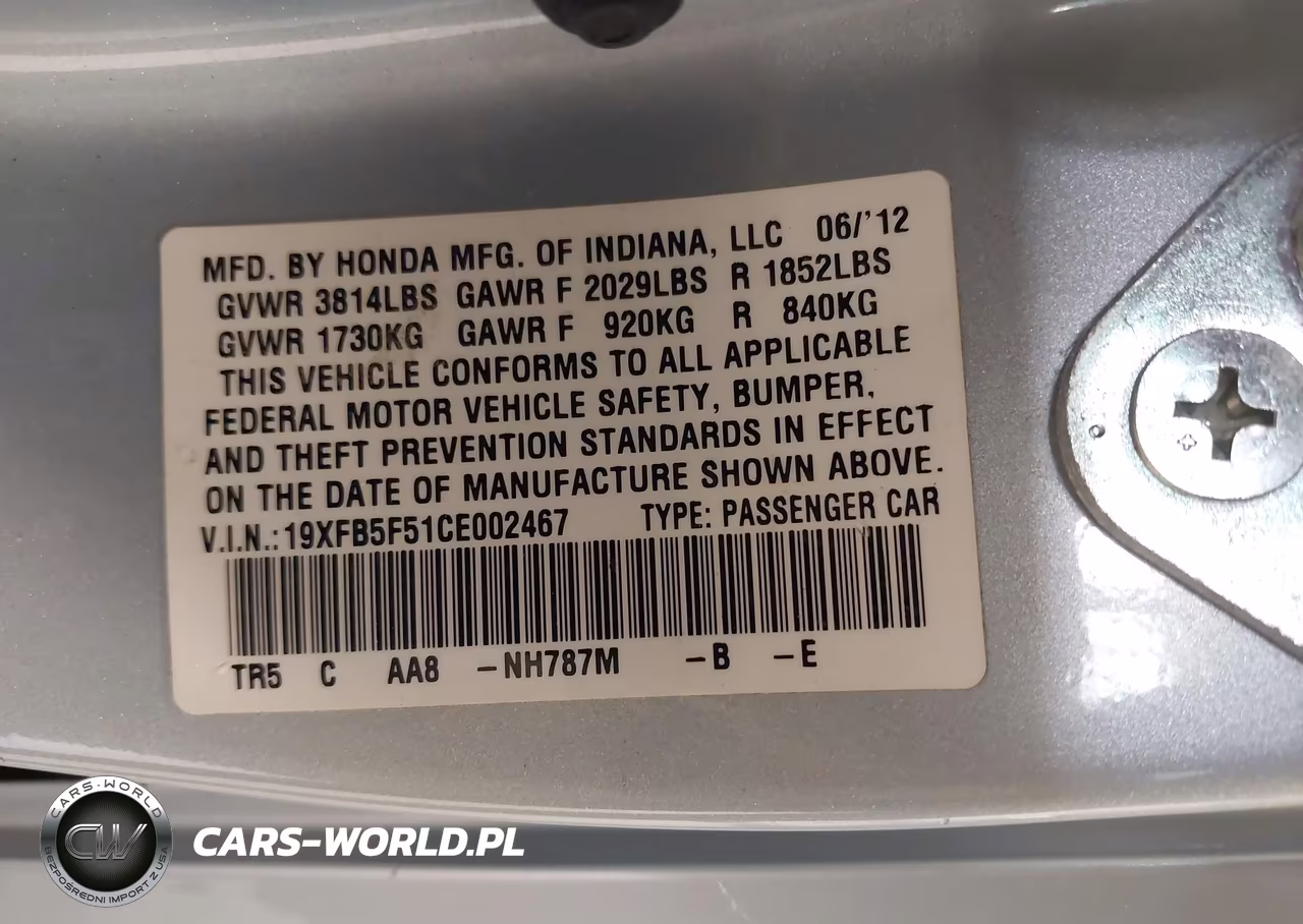 2012 Honda Civic Natural Gas VIN:19XFB5F51CE002467 - 9
