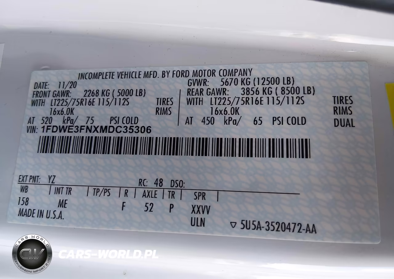 2021 Ford E-350 Cutaway VIN:1FDWE3FNXMDC35306 - 8