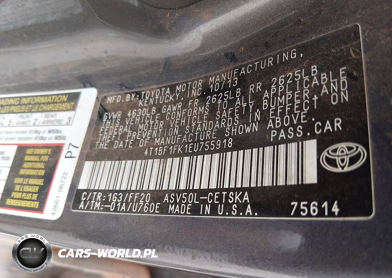 2014 Toyota Camry Se VIN:4T1BF1FK1EU755918 - 9