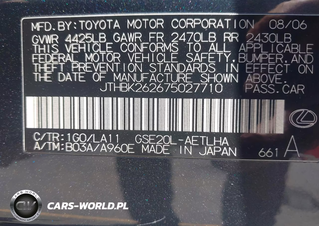 2007 Lexus Is 250 VIN:JTHBK262675027710 - 9