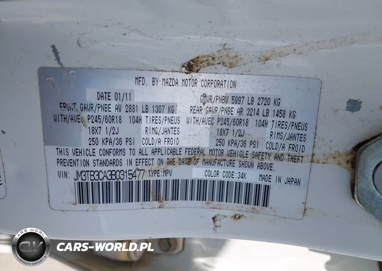 2011 Mazda Cx-9 Touring VIN:JM3TB3CA3B0315477 - 9