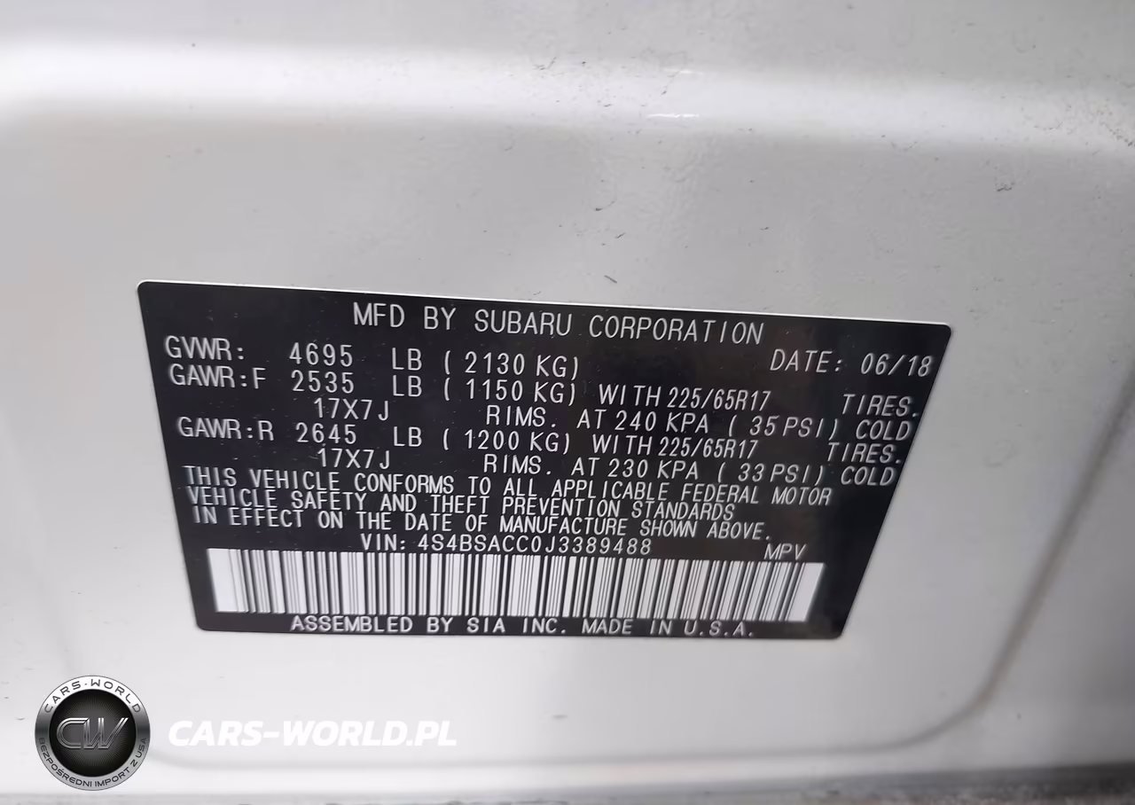 2018 Subaru Outback 2.5I Premium VIN:4S4BSACC0J3389488 - 9