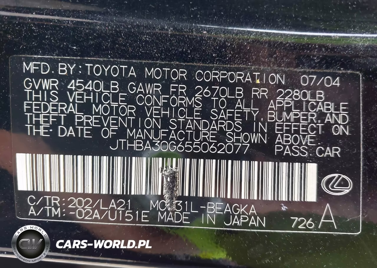 2005 Lexus Es 330 VIN:JTHBA30G655062077 - 9