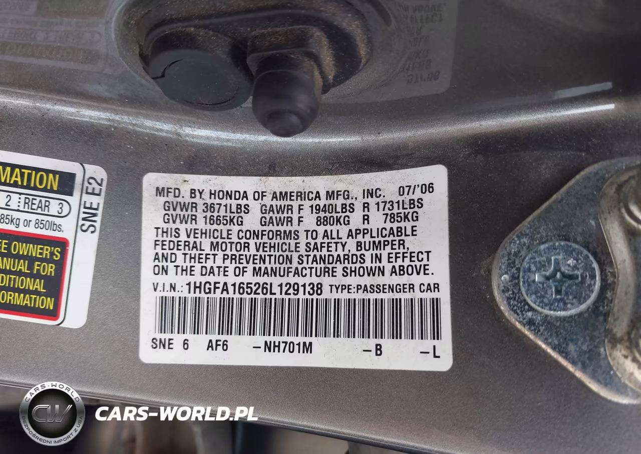 2006 Honda Civic Lx VIN:1HGFA16526L129138 - 9