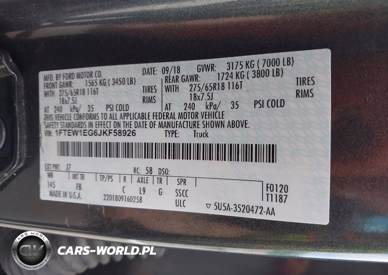 2018 Ford F-150 Xlt VIN:1FTEW1EG6JKF58926 - 9