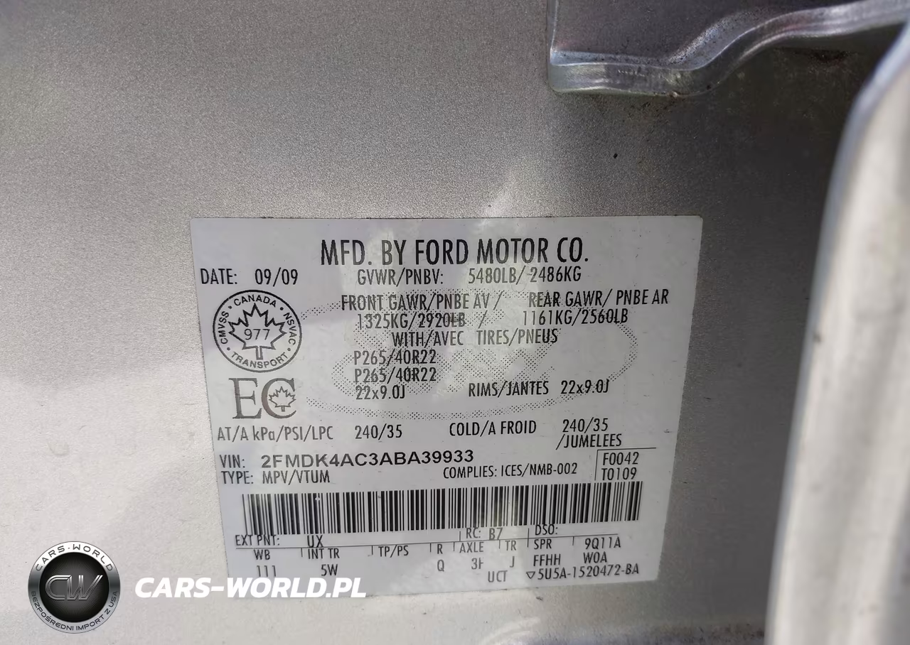 2010 Ford Edge Sport VIN:2FMDK4AC3ABA39933 - 9