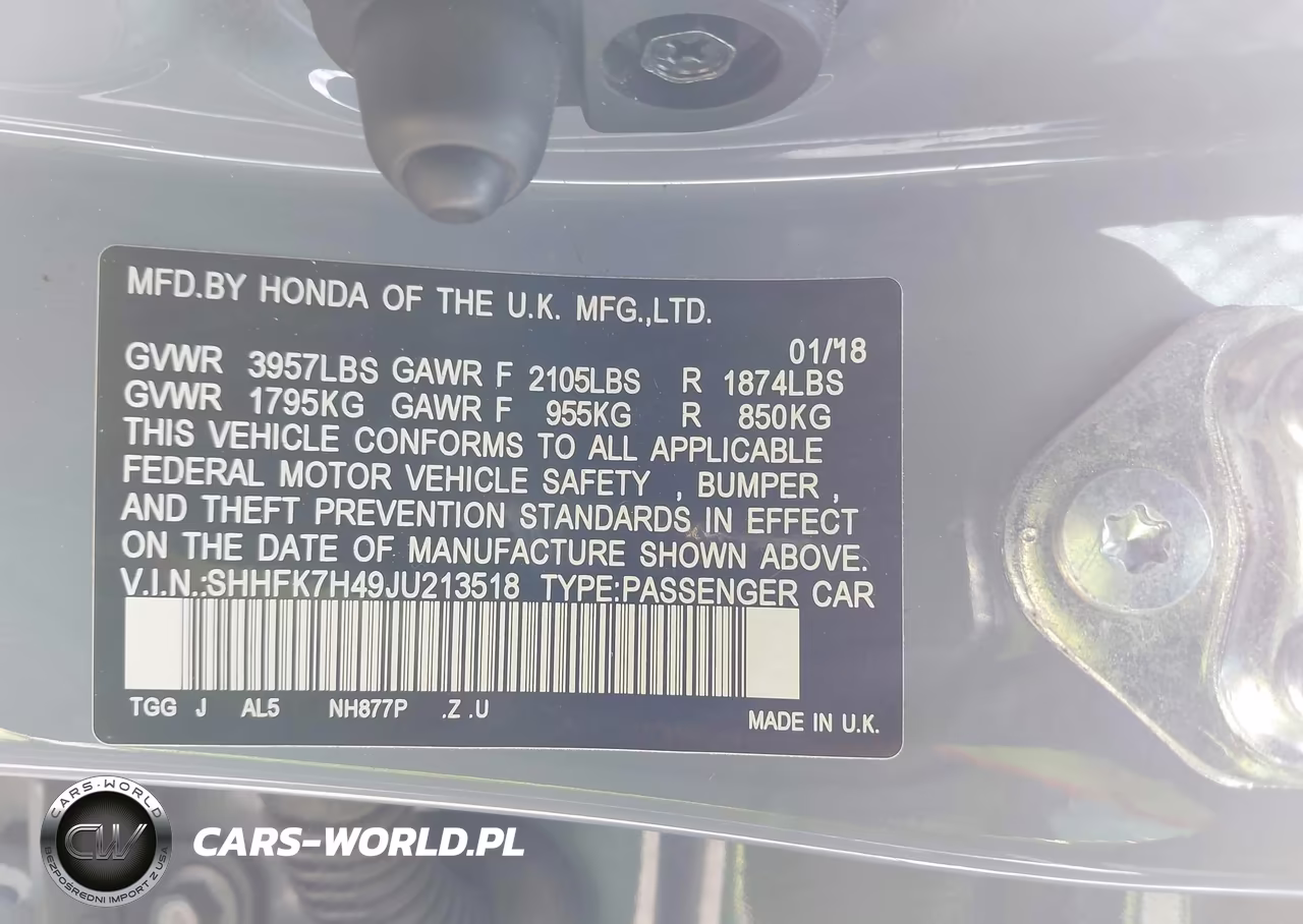 2018 Honda Civic Sport VIN:SHHFK7H49JU213518 - 9