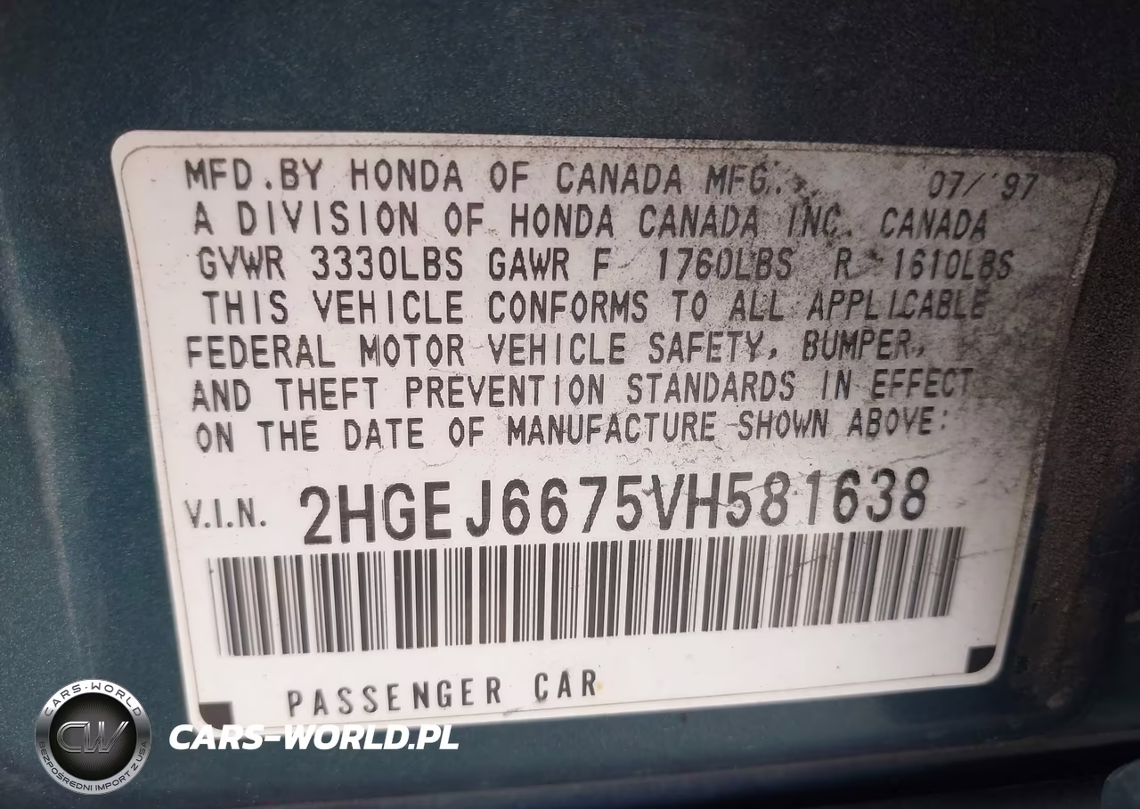 1997 Honda Civic Lx VIN:2HGEJ6675VH581638 - 9