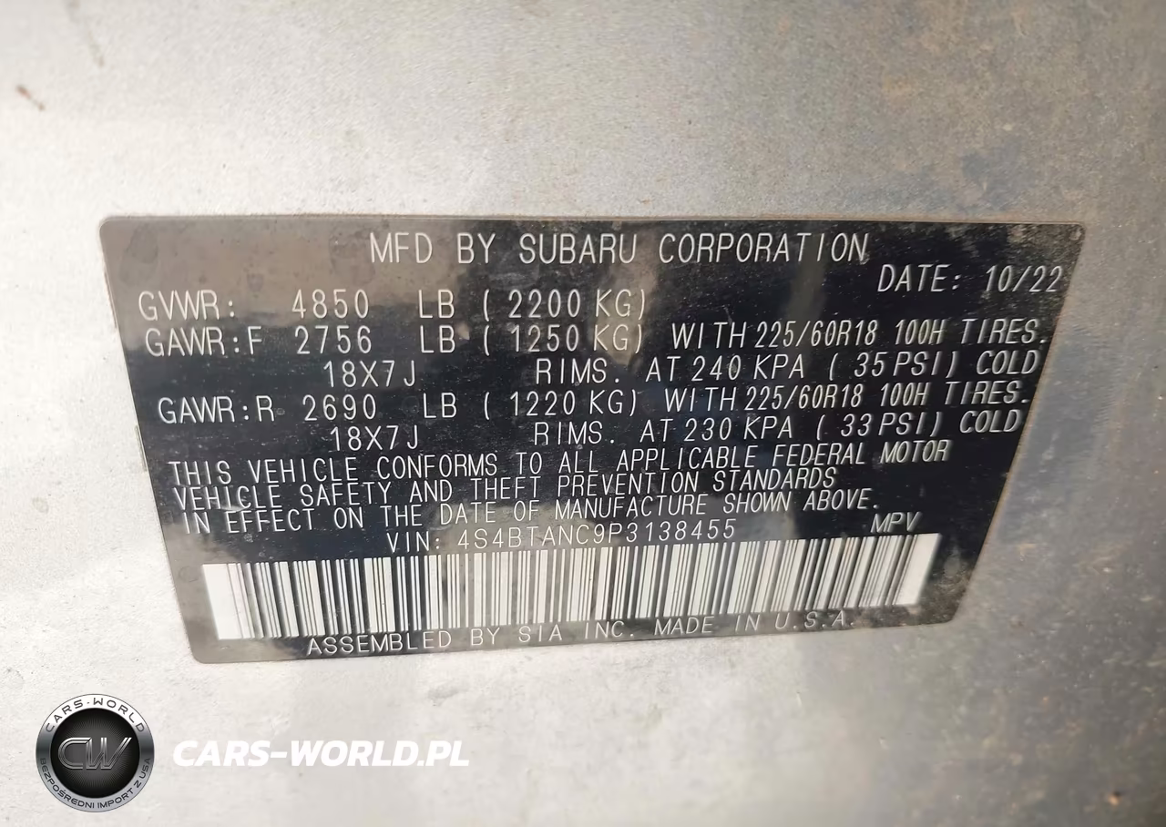 2023 Subaru Outback Limited VIN:4S4BTANC9P3138455 - 9