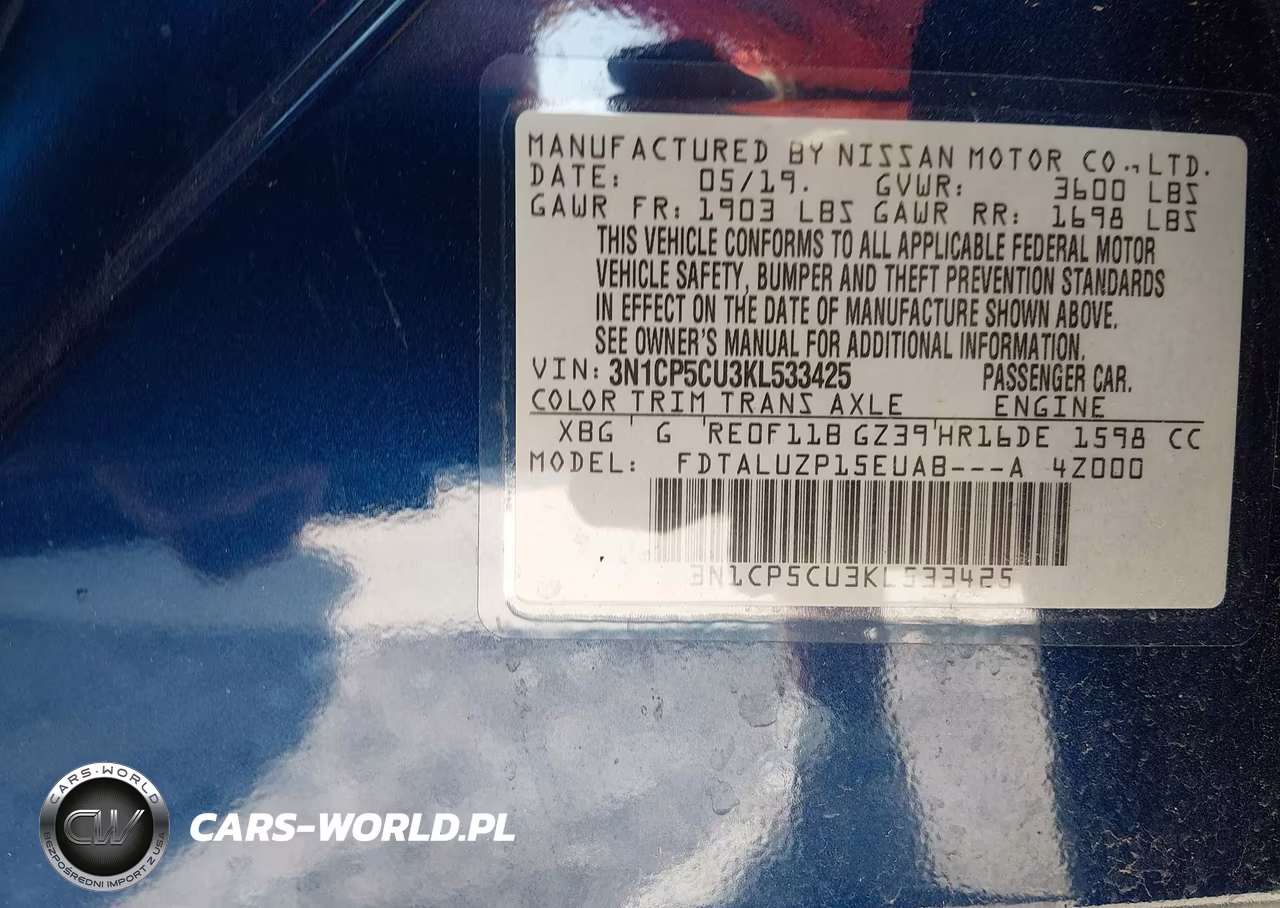 2019 Nissan Kicks Sr VIN:3N1CP5CU3KL533425 - 9