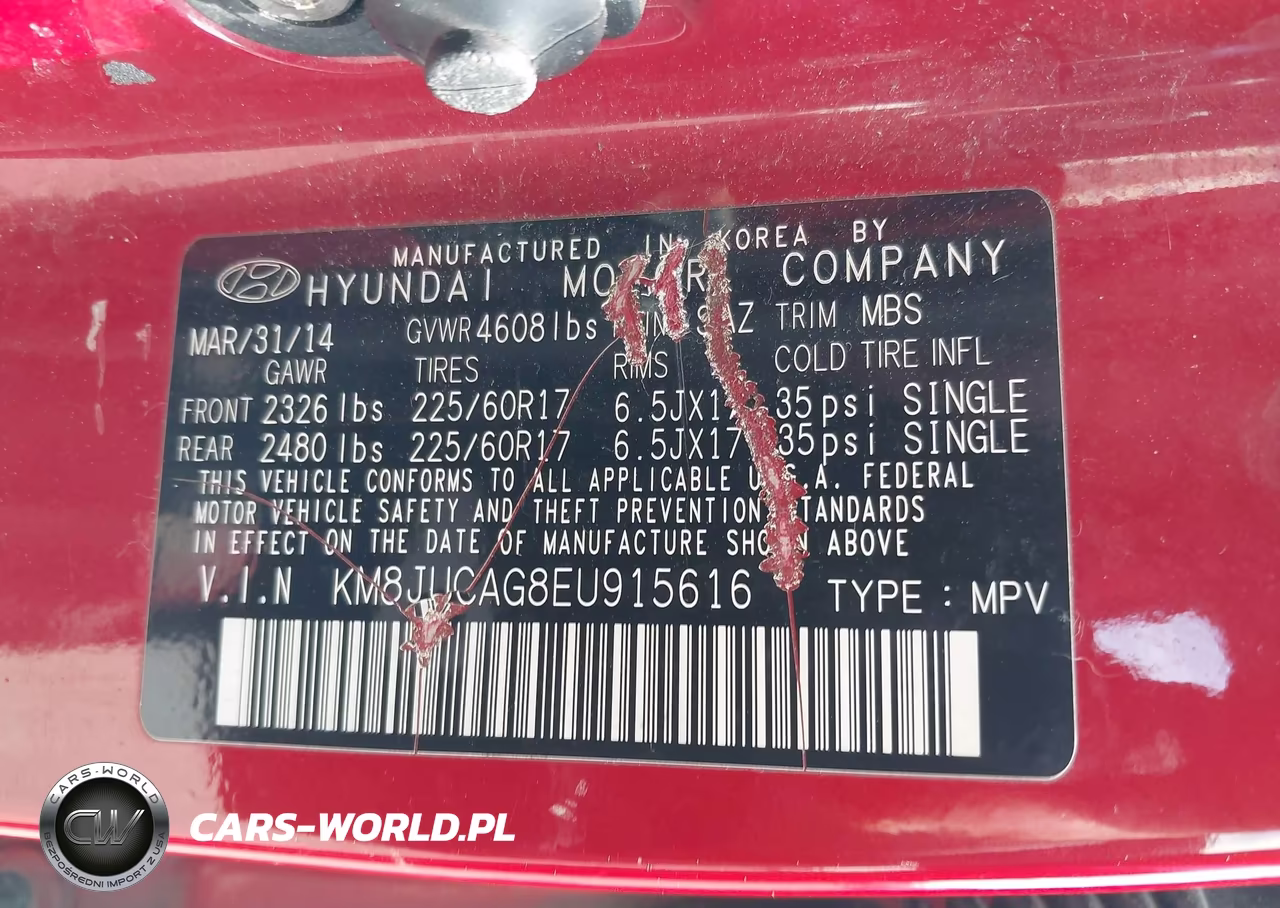2014 Hyundai Tucson Se VIN:KM8JUCAG8EU915616 - 9