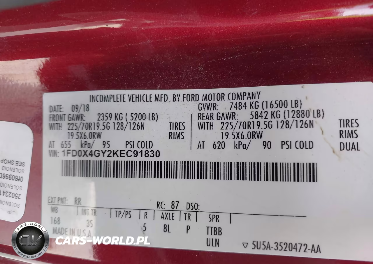 2019 Ford F-450 Chassis Xlt VIN:1FD0X4GY2KEC91830 - 8