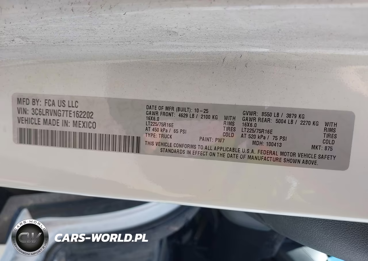 2026 Ram Promaster 1500 Tradesman Low Roof 118 Wb W-Pass Seat VIN:3C6LRVNG7TE162202 - 9
