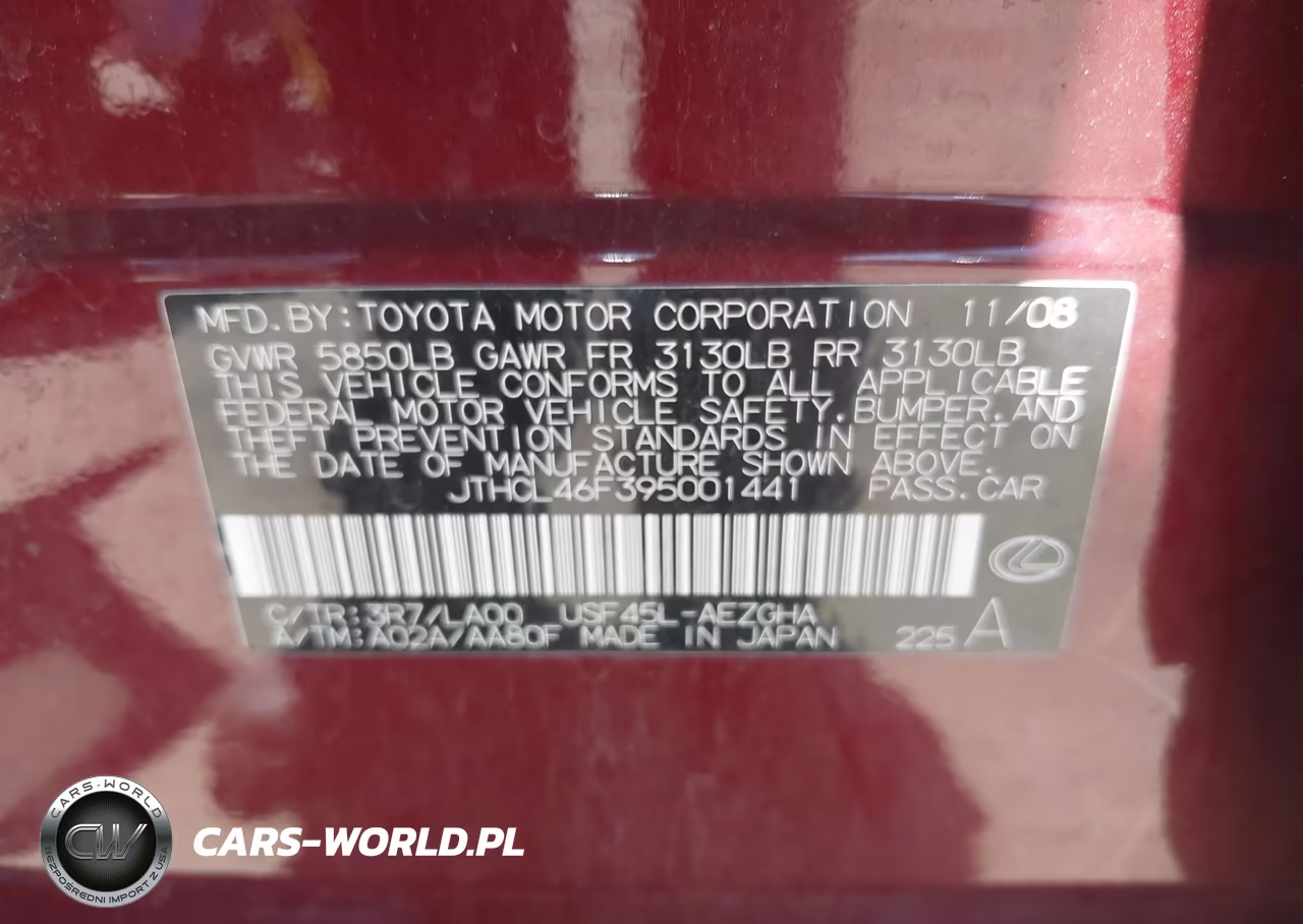 2009 Lexus Ls 460 VIN:JTHCL46F395001441 - 9