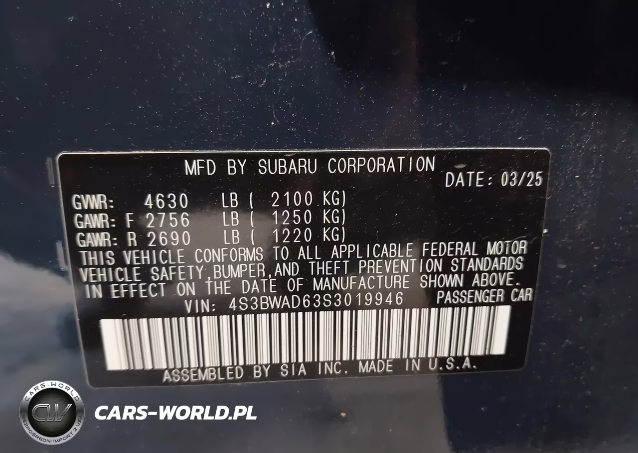 2025 Subaru Legacy Premium VIN:4S3BWAD63S3019946 - 9