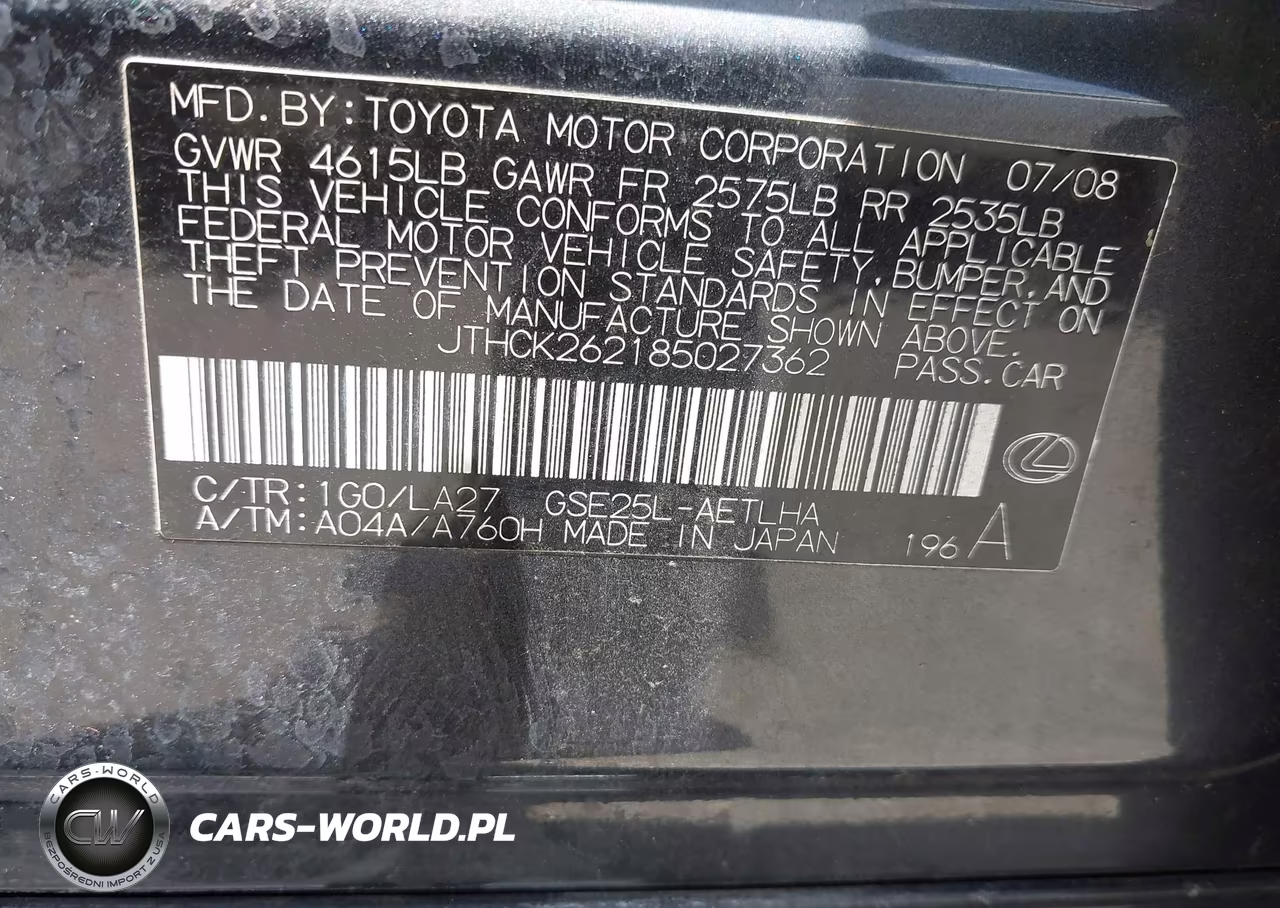 2008 Lexus Is 250 VIN:JTHCK262185027362 - 9