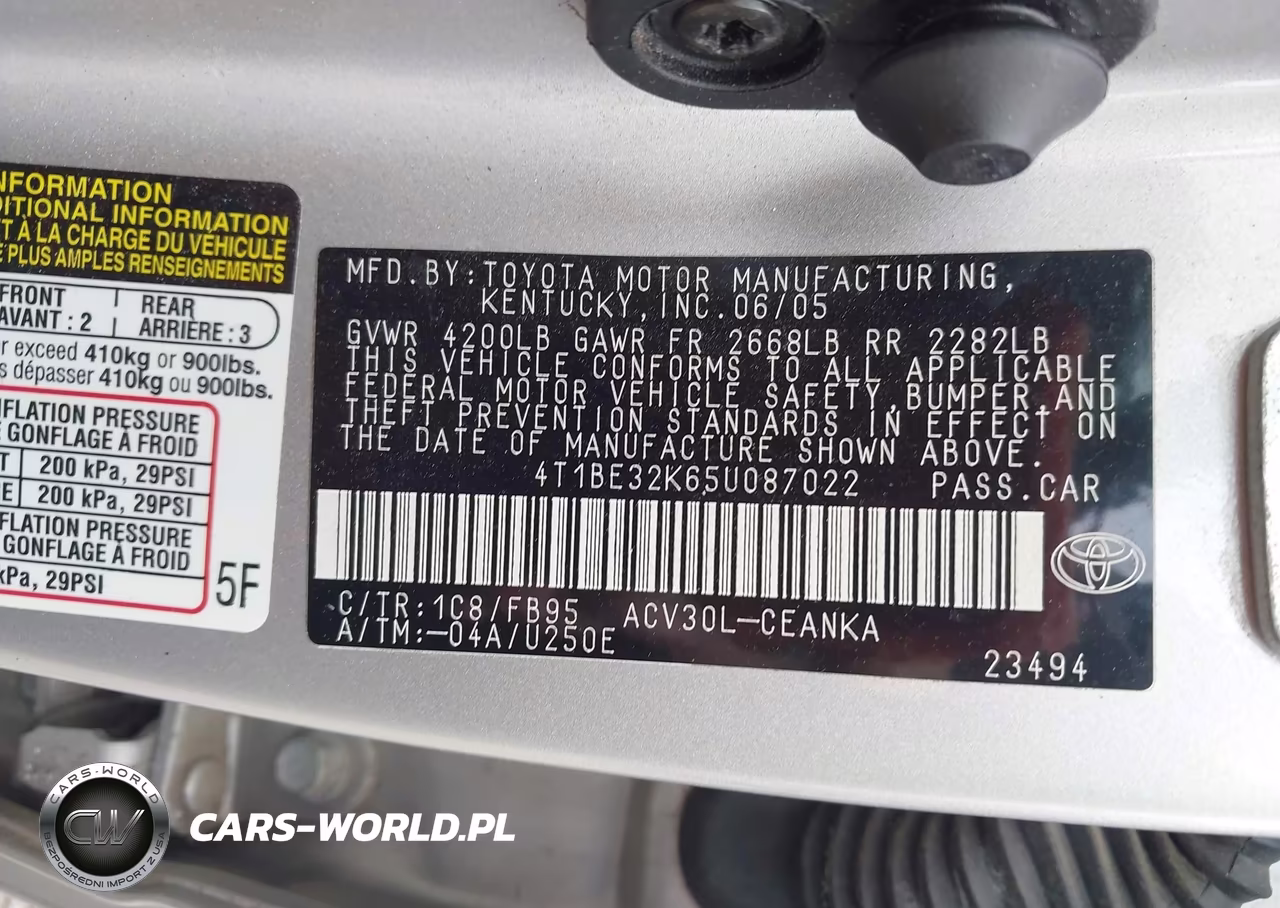 2005 Toyota Camry Le VIN:4T1BE32K65U087022 - 9
