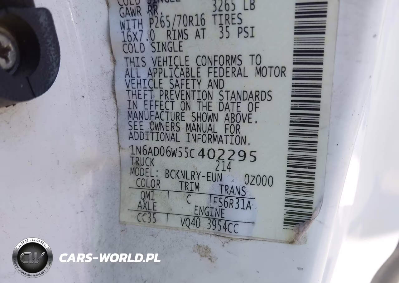 2005 Nissan Frontier 4Wd Se VIN:1N6AD06W55C402295 - 9