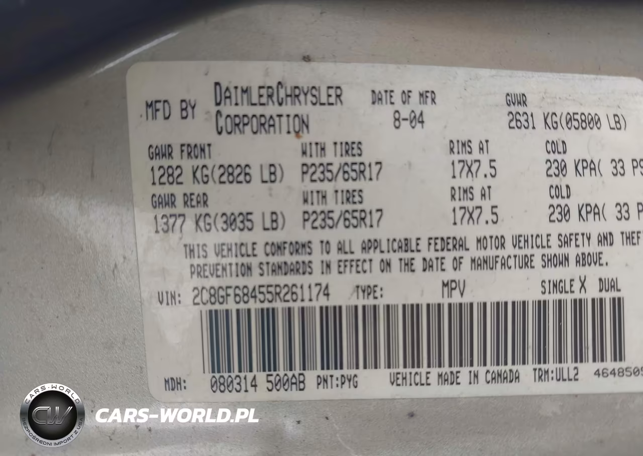 2005 Chrysler Pacifica Touring VIN:2C8GF68455R261174 - 9