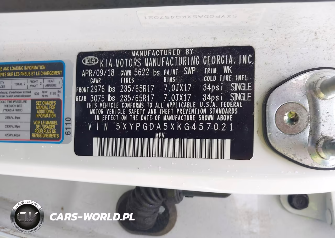 2019 Kia Sorento 3.3L Lx VIN:5XYPGDA5XKG457021 - 9