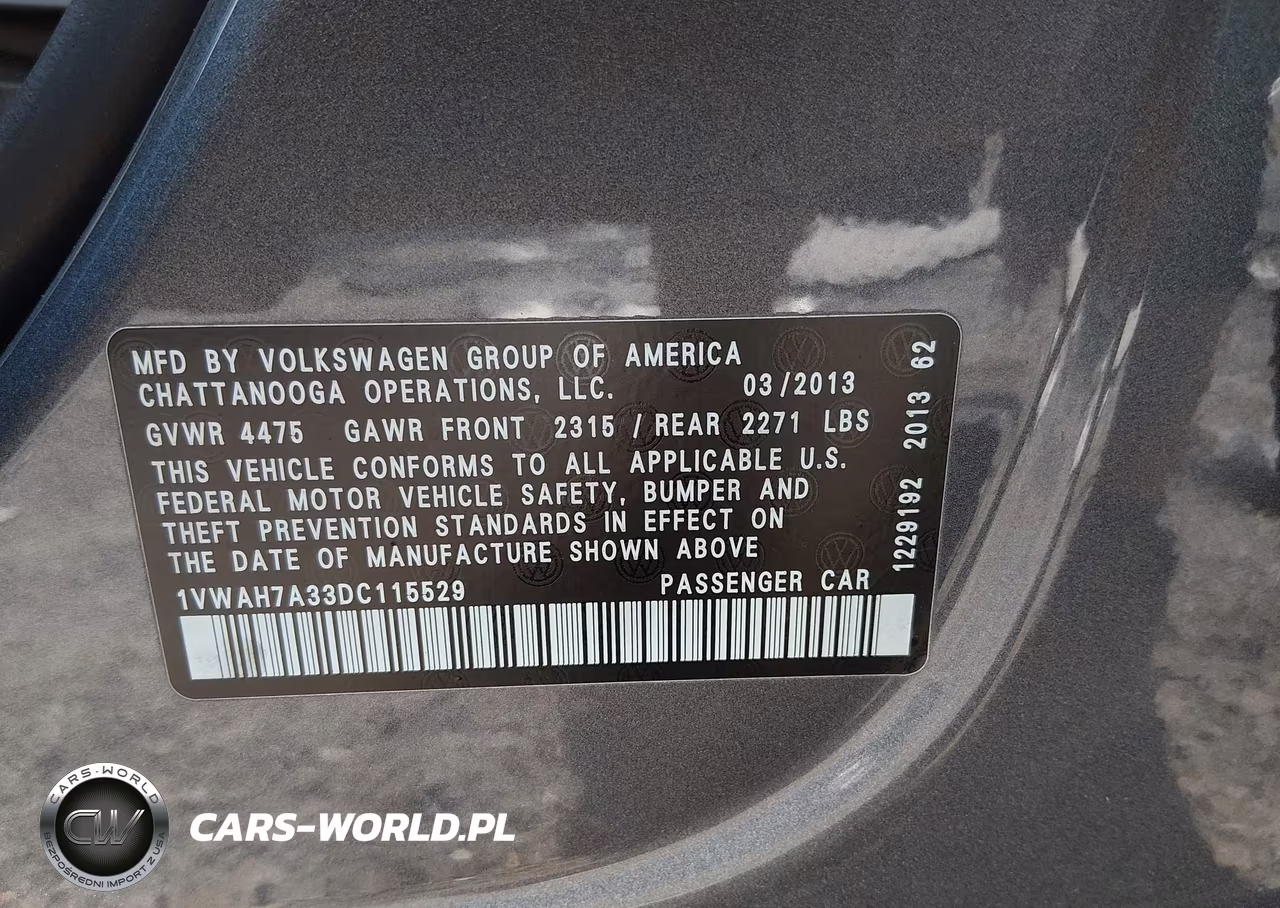 2013 Volkswagen Passat 2.5L S VIN:1VWAH7A33DC115529 - 9