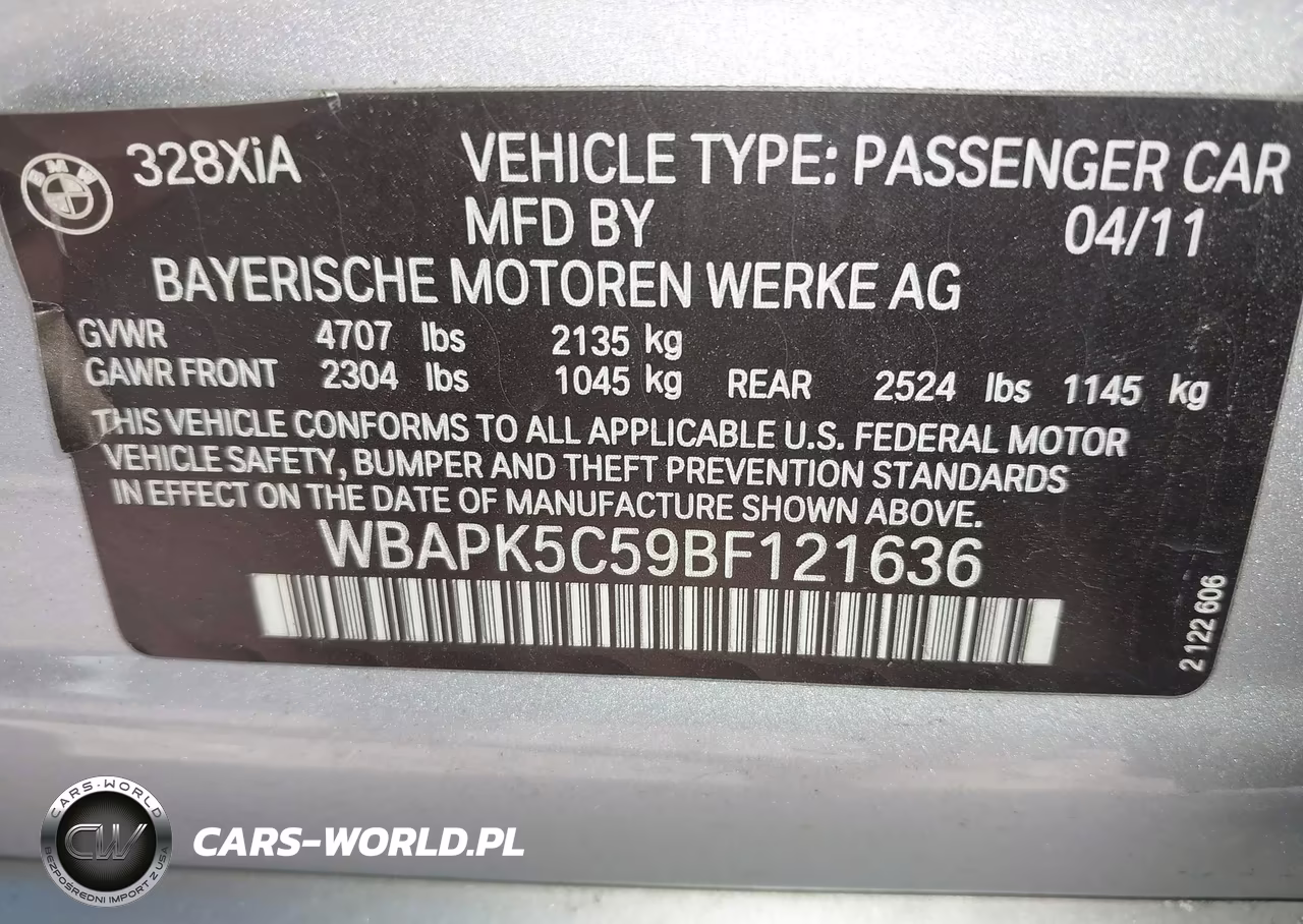 2011 BMW 328I xDrive VIN:WBAPK5C59BF121636 - 9