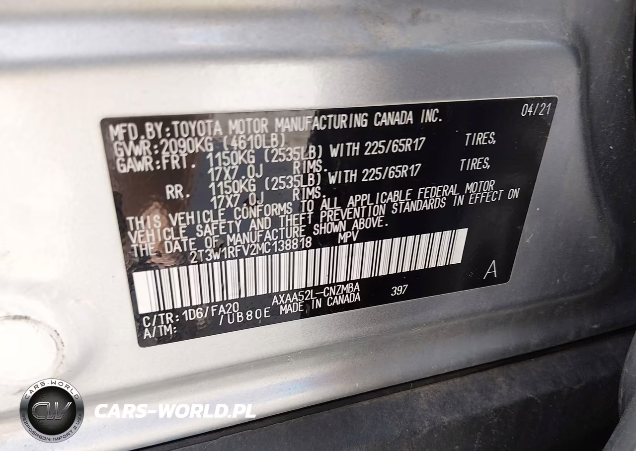 2021 Toyota Rav4 Xle VIN:2T3W1RFV2MC138818 - 9