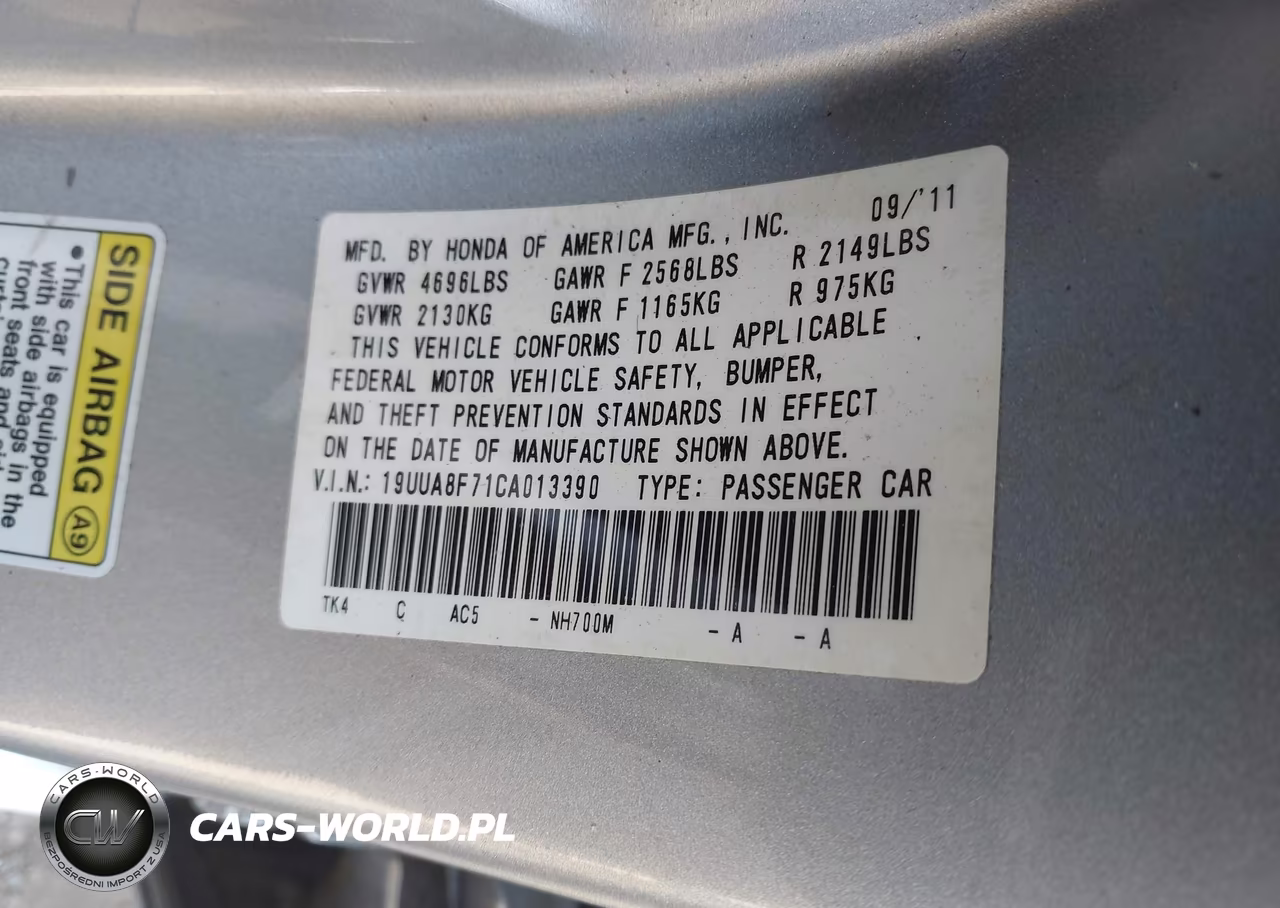 2012 Acura Tl 3.5 VIN:19UUA8F71CA013390 - 9