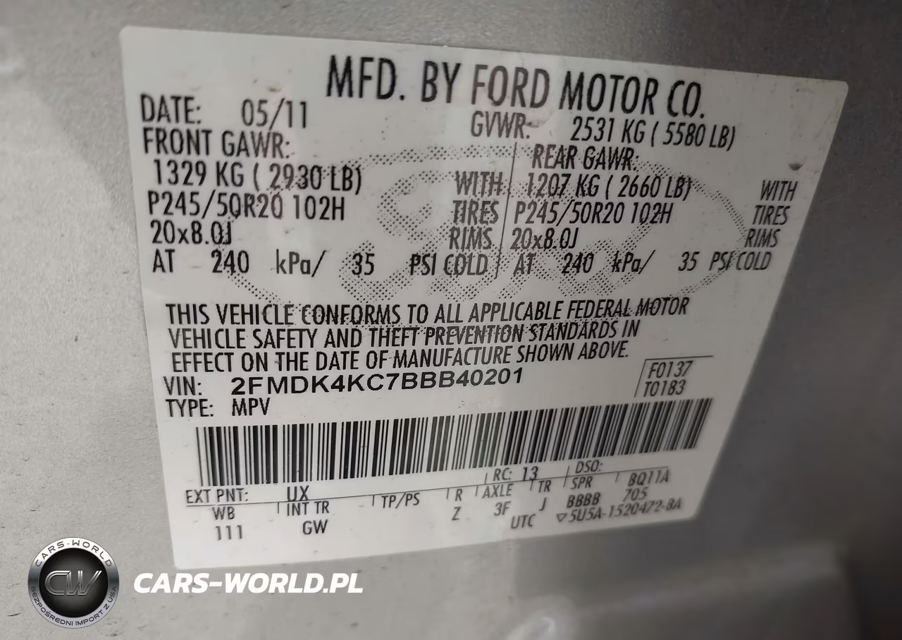 2011 Ford Edge Limited VIN:2FMDK4KC7BBB40201 - 9