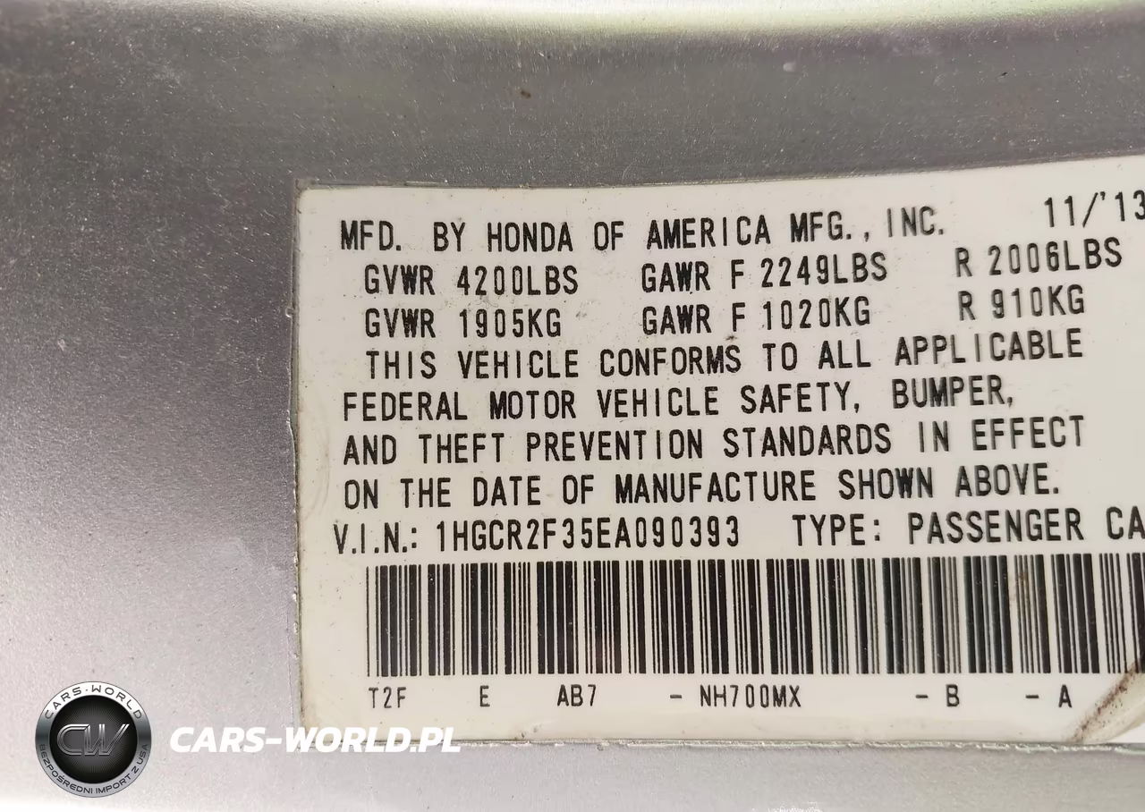 2014 Honda Accord Lx VIN:1HGCR2F35EA090393 - 9