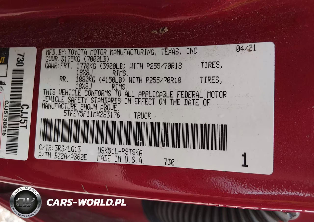 2021 Toyota Tundra Sr5 VIN:5TFEY5F11MX283176 - 9