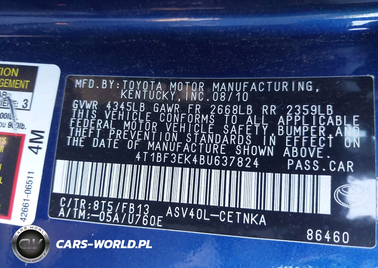 2011 Toyota Camry Le VIN:4T1BF3EK4BU637824 - 9