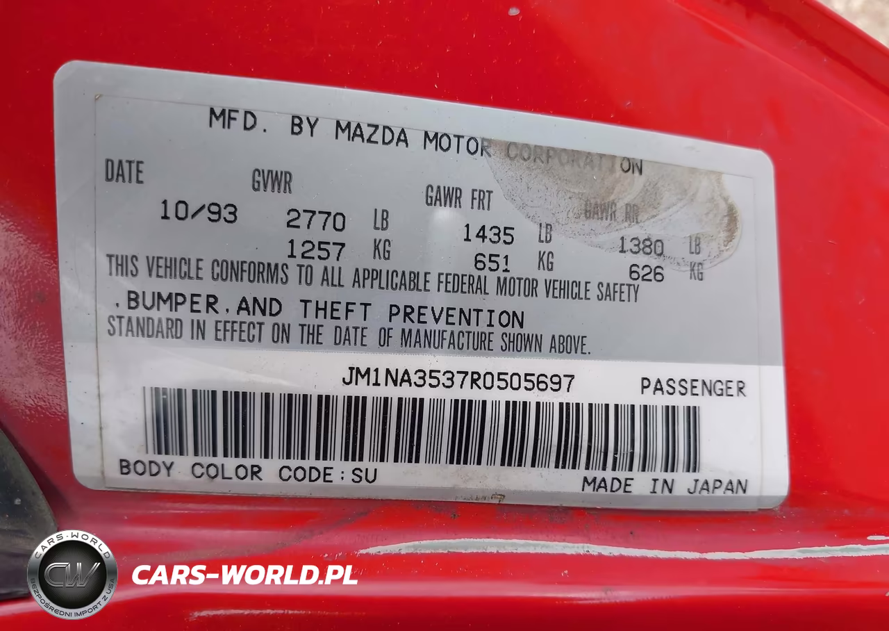 1994 Mazda Mx-5 Miata VIN:JM1NA3537R0505697 - 9