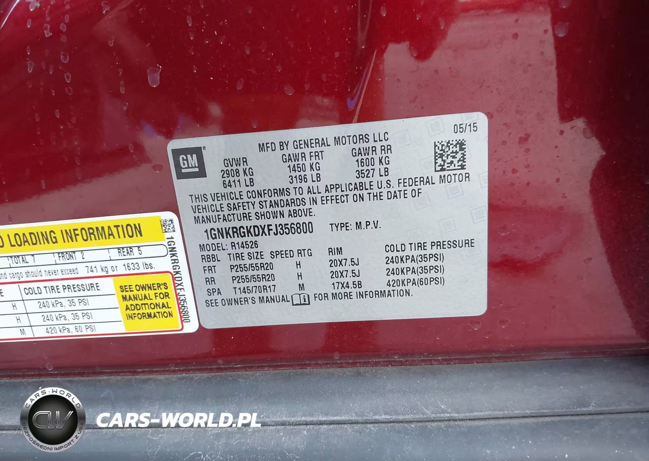 2015 Chevrolet Traverse Lt VIN:1GNKRGKDXFJ356800 - 9