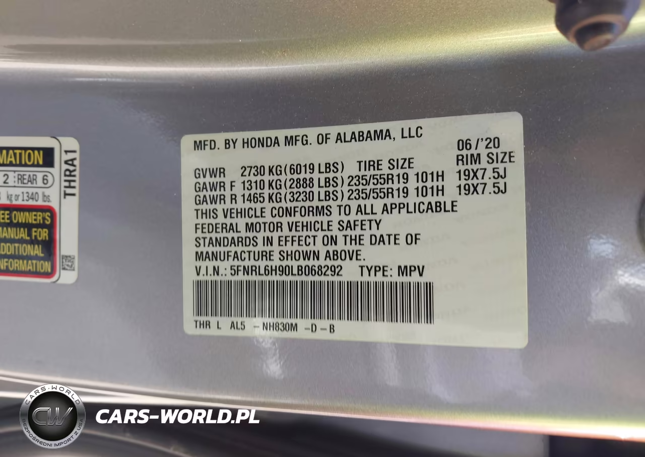 2020 Honda Odyssey Elite VIN:5FNRL6H90LB068292 - 9