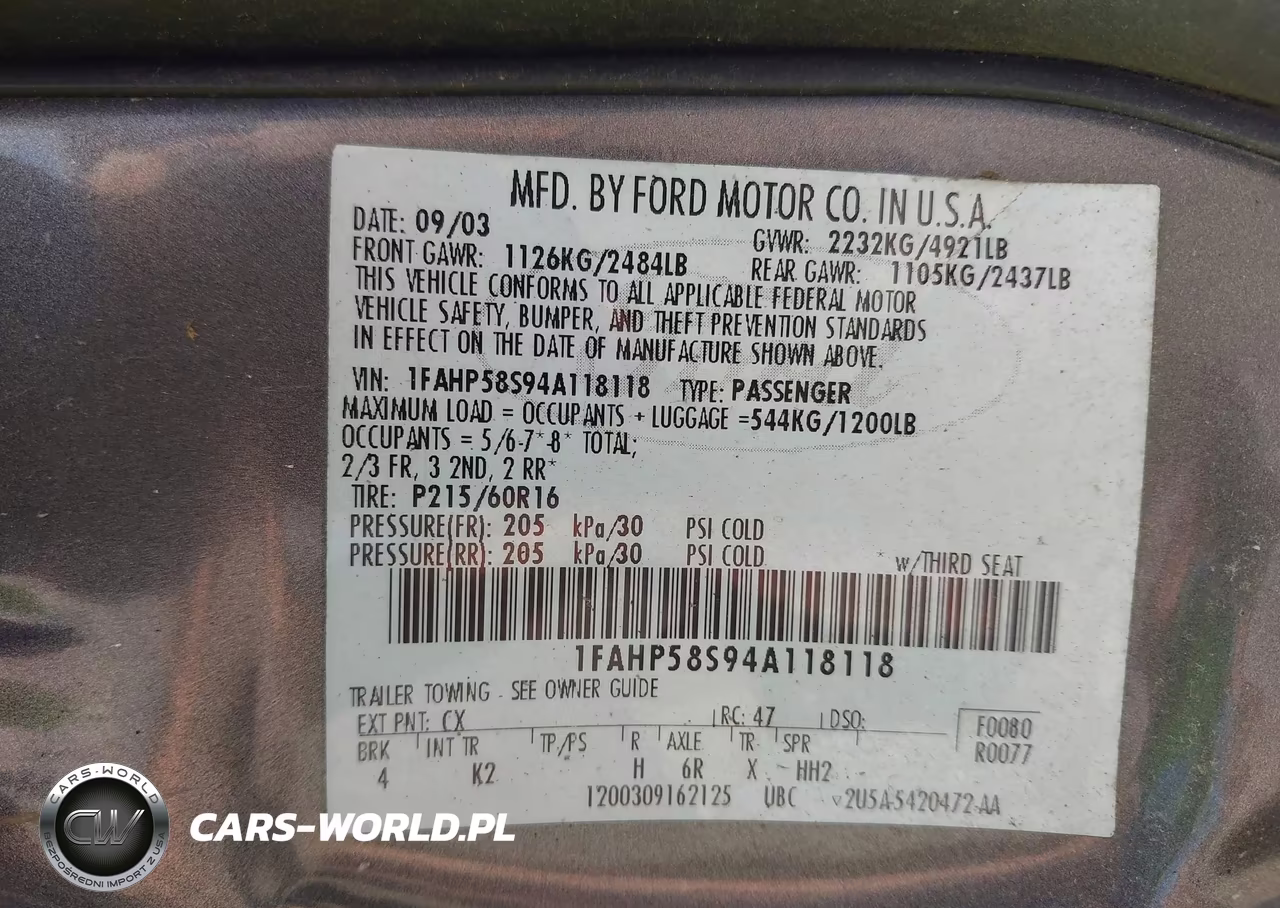 2004 Ford Taurus Se VIN:1FAHP58S94A118118 - 9