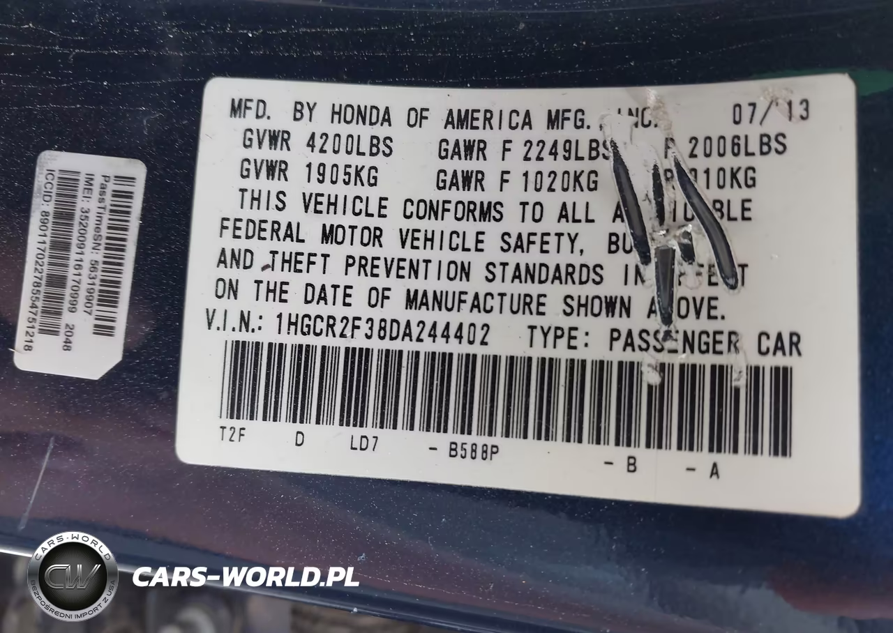 2013 Honda Accord Lx VIN:1HGCR2F38DA244402 - 9