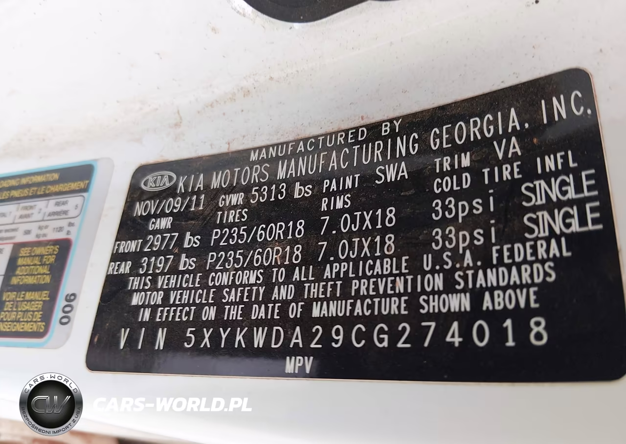 2012 Kia Sorento Sx V6 VIN:5XYKWDA29CG274018 - 9